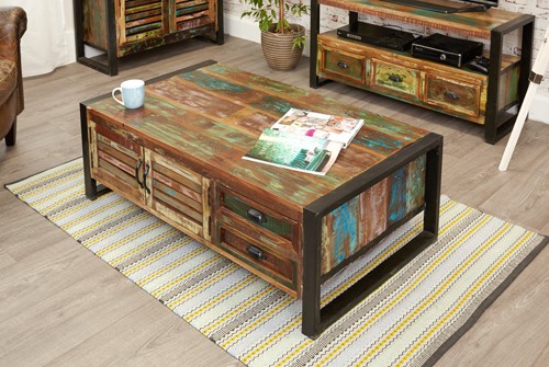 Urban Chic 4 Door 4 Drawers Large Coffee Table IRF08B 01