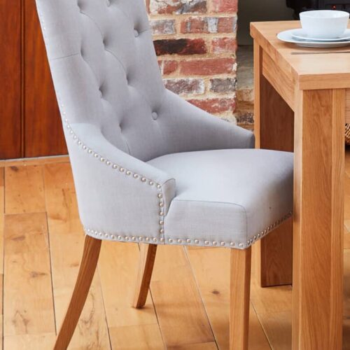 Oak Accent Narrow Back Upholstered Dining Chair