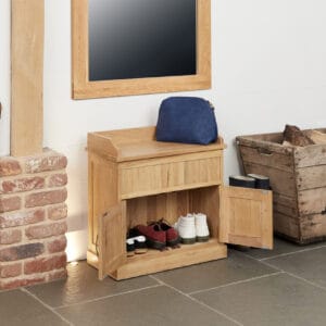 Mobel Oak Shoe Bench with Hidden Storage - 1