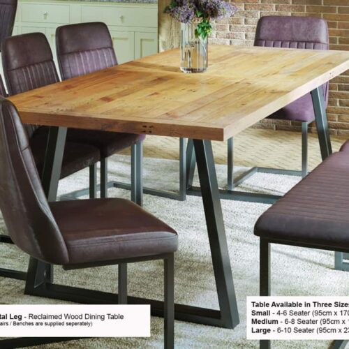 Urban Elegance - Reclaimed Large Dining Table with Horizontal Legs - VPR04H 02