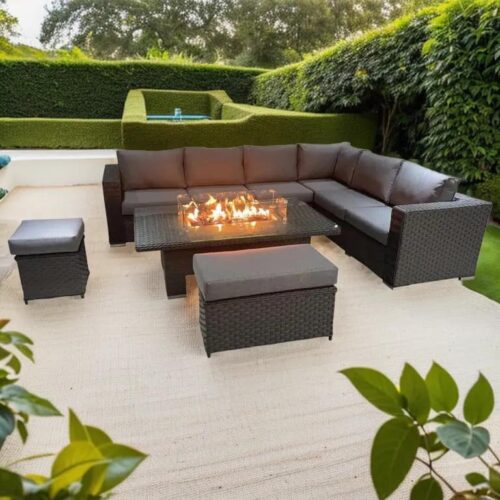 Corner Rising Dining Set with Fire Pit