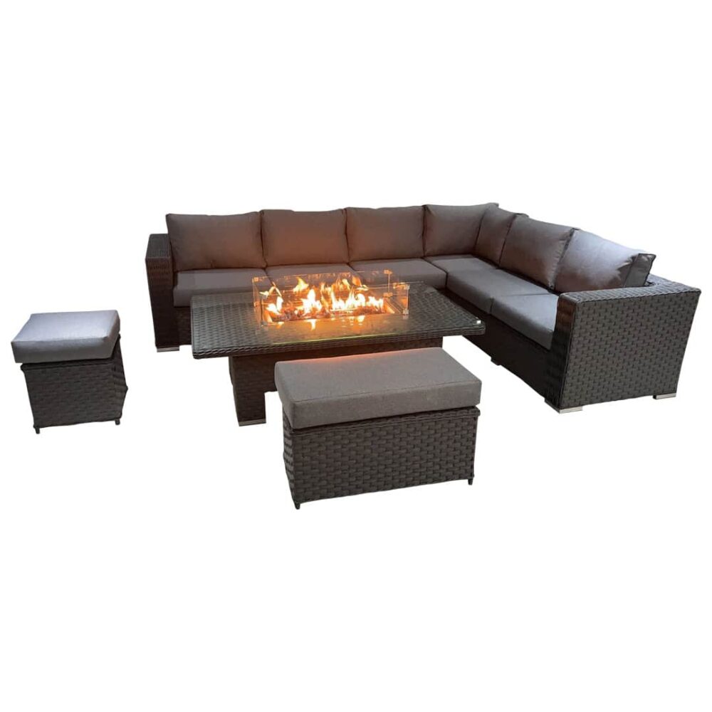 Corner Rising Dining Set with Fire Pit 520RFPG 3